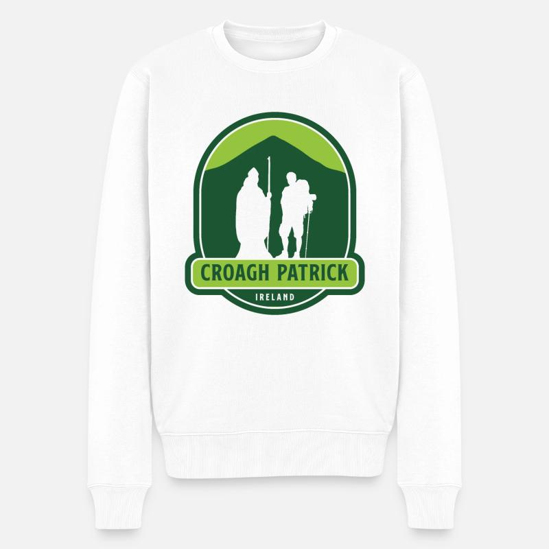 Croagh Patrick - Irlande - Pull Premium bio Homme - blanc