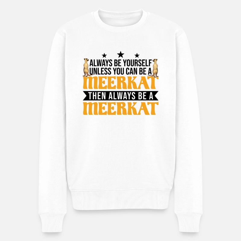 Erdmännchen Meerkat - Männer Premium Bio Pullover - Weiß