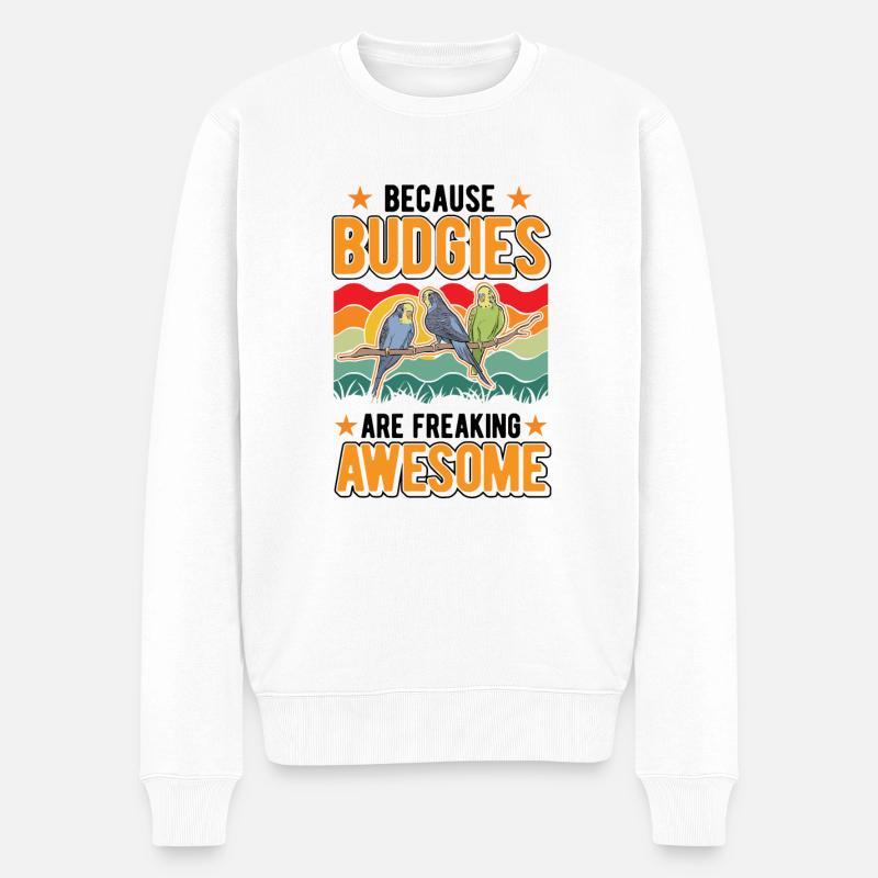 Budgerigar Cadeau Welli Perruche - Pull Premium bio Homme - blanc