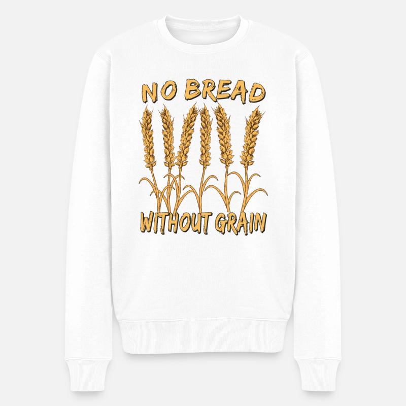 NO BREAD WITHOUT GRAIN - Männer Premium Bio Pullover - Weiß