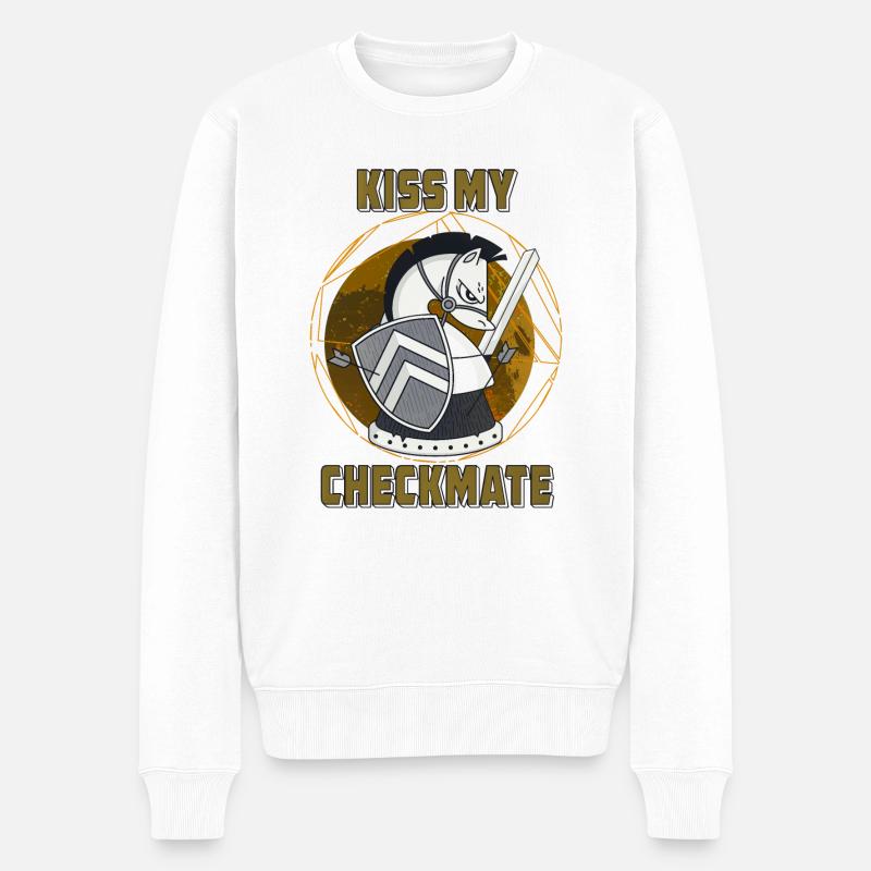 KISS MY CHECKMATE - Männer Premium Bio Pullover - Weiß