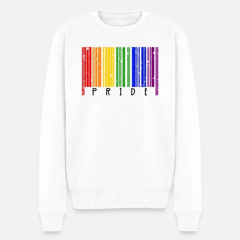 Code-barres LGBT Gay Pride - Pull Premium bio Homme - blanc