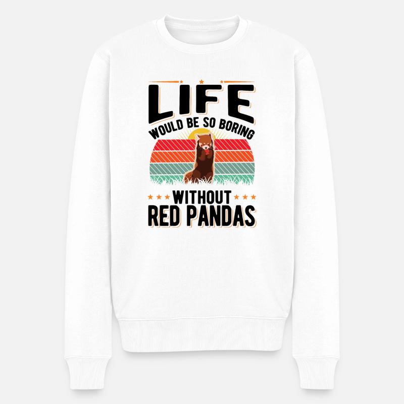 Roter Panda Geschenk - Männer Premium Bio Pullover - Weiß