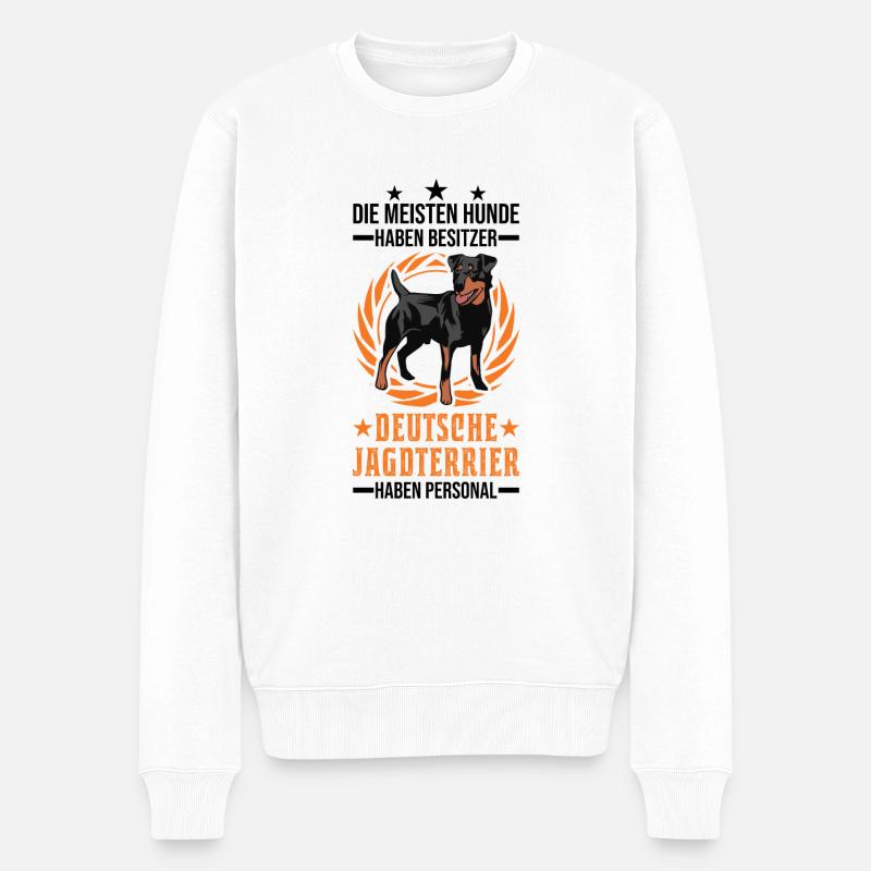 Deutscher Jagdterrier Personal - Männer Premium Bio Pullover - Weiß