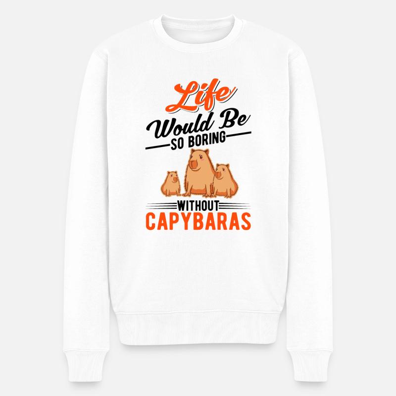 Life would be so boring without Capybaras - Männer Premium Bio Pullover - Weiß