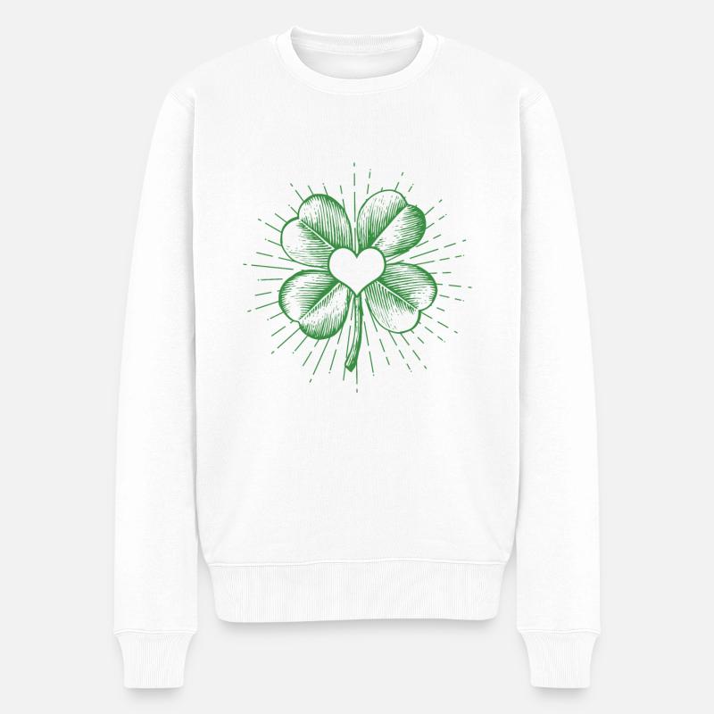 Trèfle à quatre feuilles - Pull Premium bio Homme - blanc