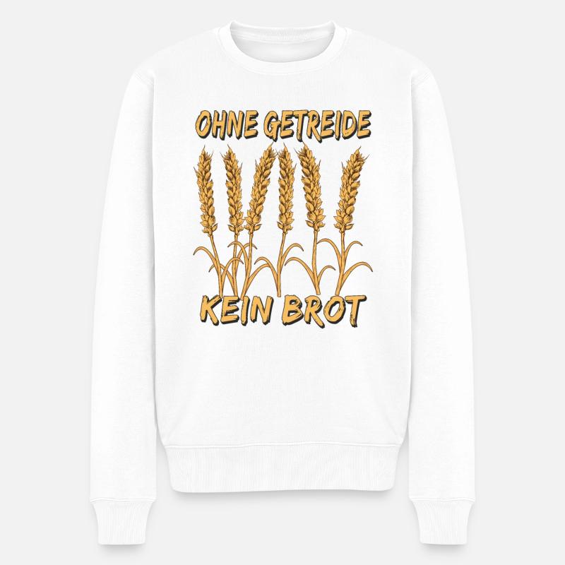 OHNE GETREIDE KEIN BROT - Männer Premium Bio Pullover - Weiß