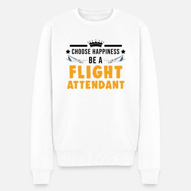 Flugbegleiter Geschenk Flight Attendant - Männer Premium Bio Pullover - Weiß