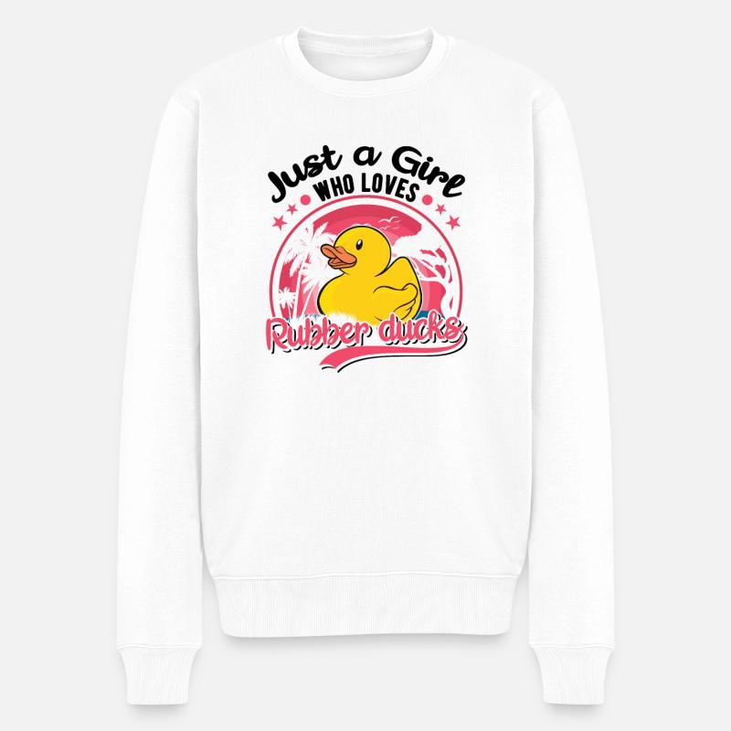 Gummiente Mädchen Quietscheente Badeente - Männer Premium Bio Pullover - Weiß