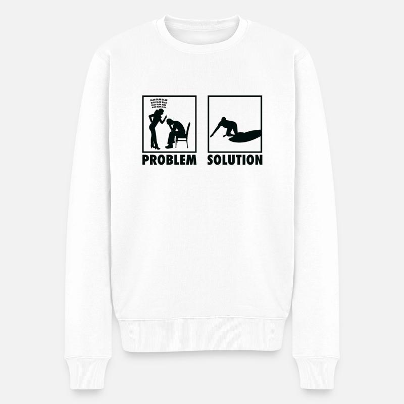 Surfing Surfers Statement Problem Solution. - Männer Premium Bio Pullover - Weiß