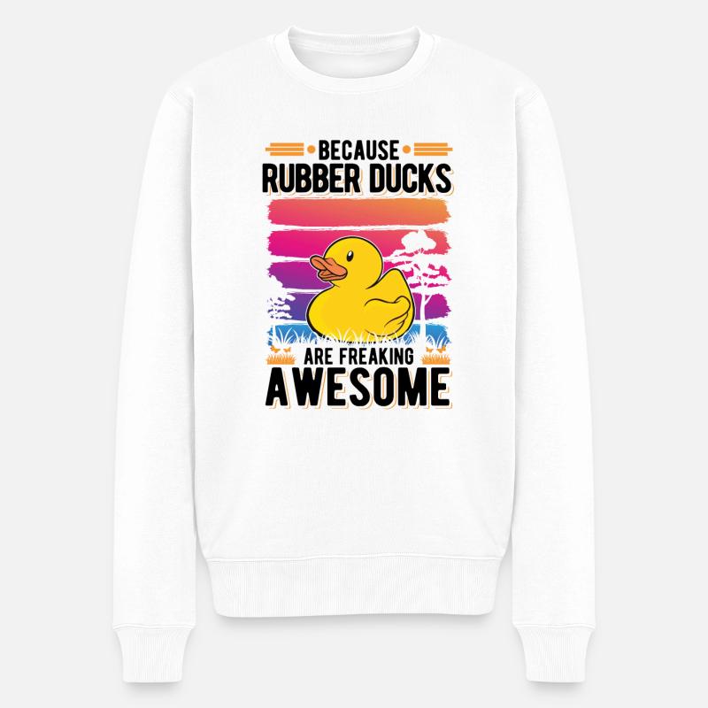 Gummiente Geschenk Quietscheente Badeente - Männer Premium Bio Pullover - Weiß