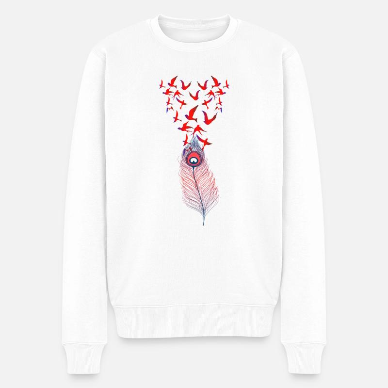 Federn - Männer Premium Bio Pullover - Weiß