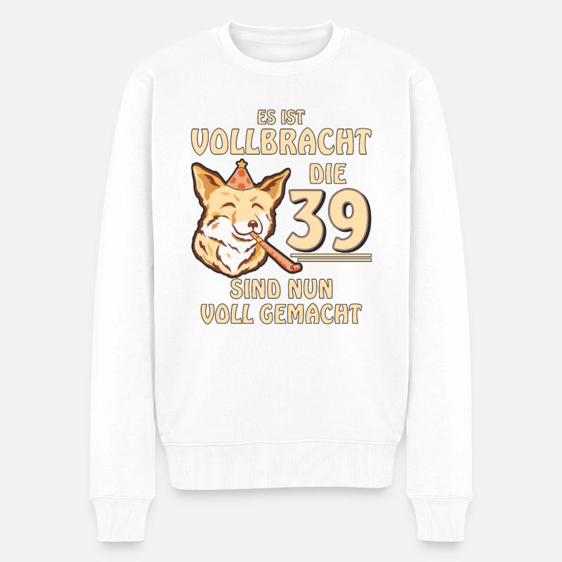39 GEBURTSTAG - Männer Premium Bio Pullover - Weiß