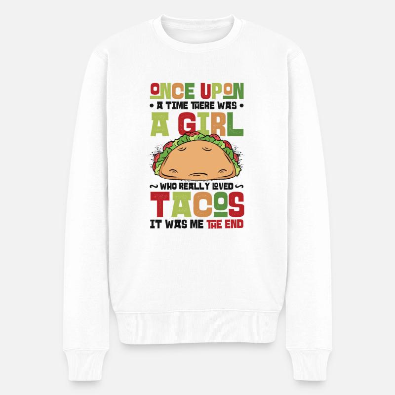 Mädchen liebt Tacos - Männer Premium Bio Pullover - Weiß