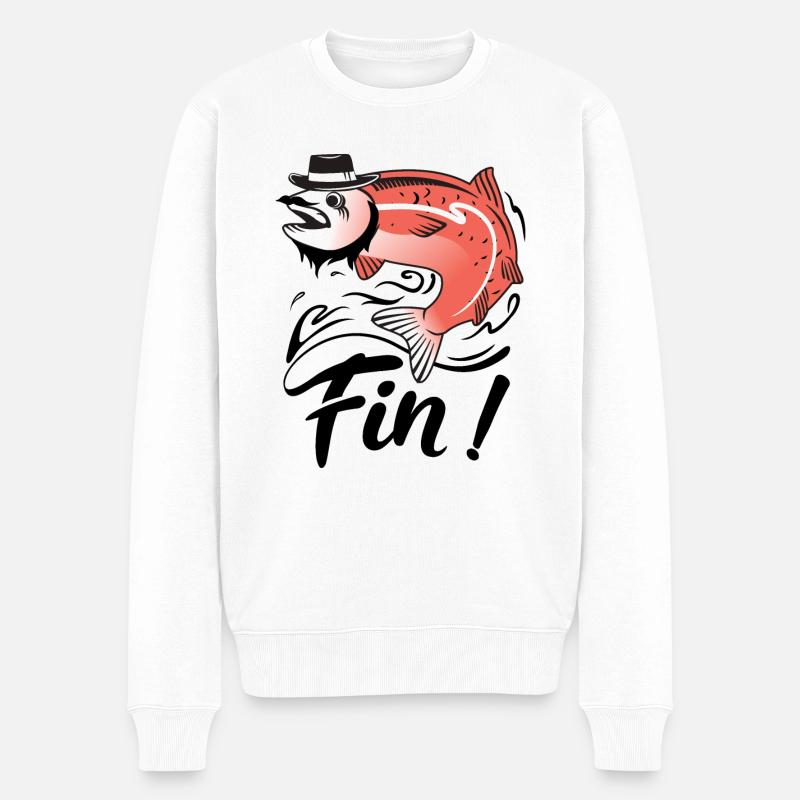 Französischer Flossen spruch - Männer Premium Bio Pullover - Weiß