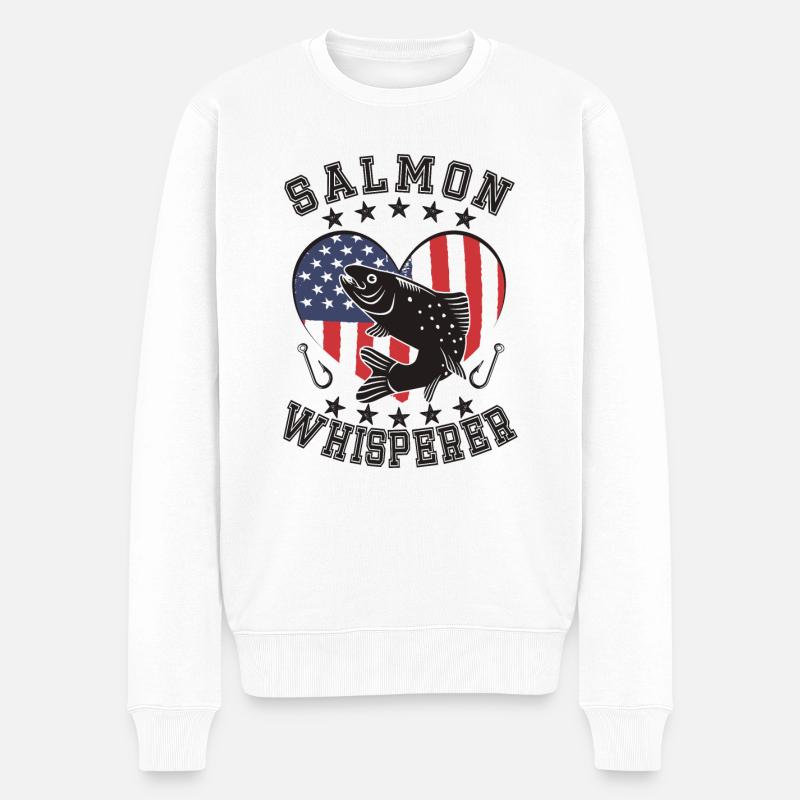 Lachs Whisperer - Männer Premium Bio Pullover - Weiß