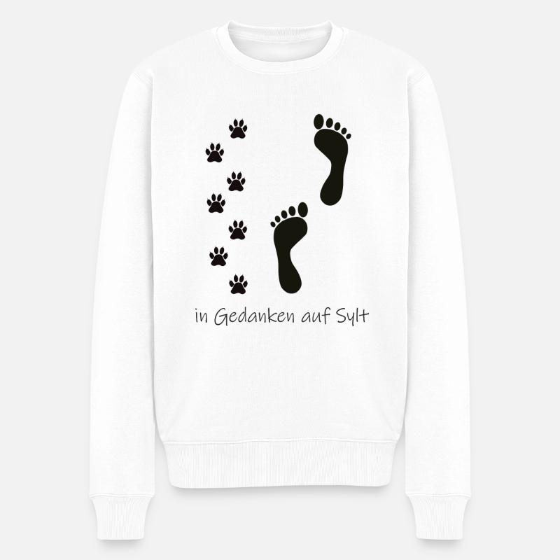 In Gedanken mit Hund auf Sylt - Männer Premium Bio Pullover - Weiß