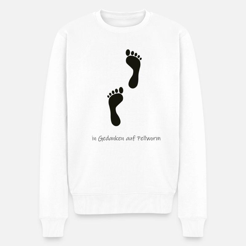 In Gedanken auf Pellworm - Männer Premium Bio Pullover - Weiß