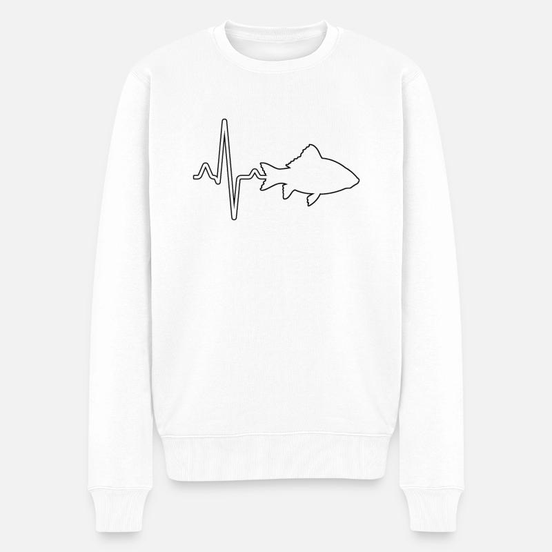 Fisch Herzschlag - Männer Premium Bio Pullover - Weiß