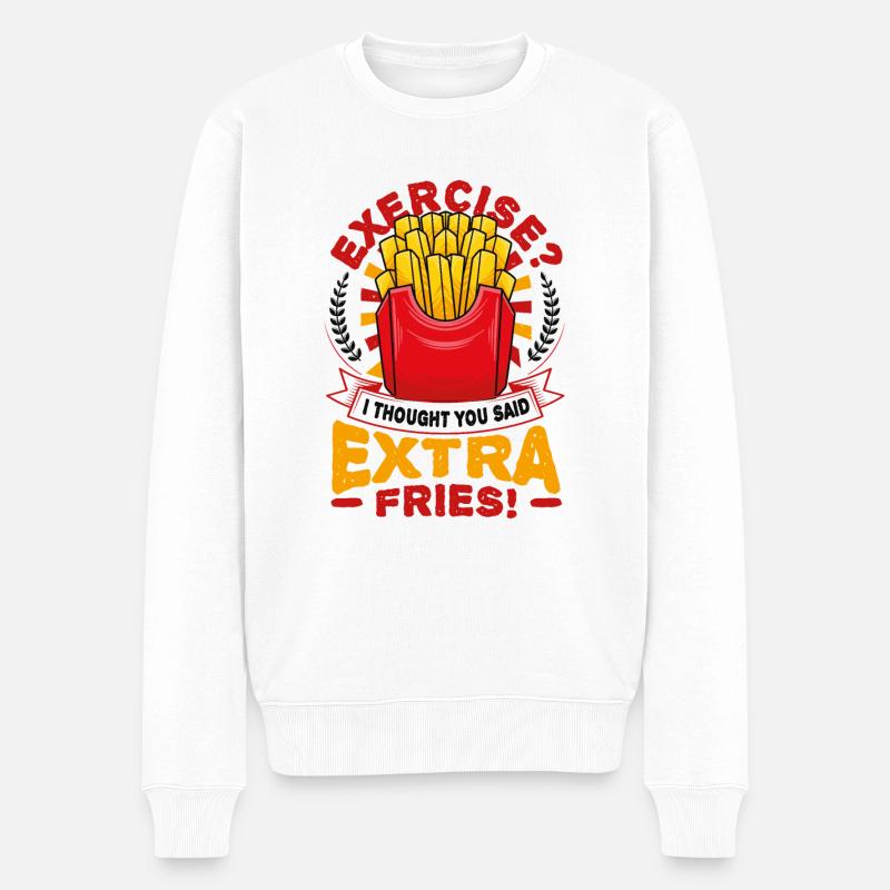 Extra Pommes Frites - Männer Premium Bio Pullover - Weiß