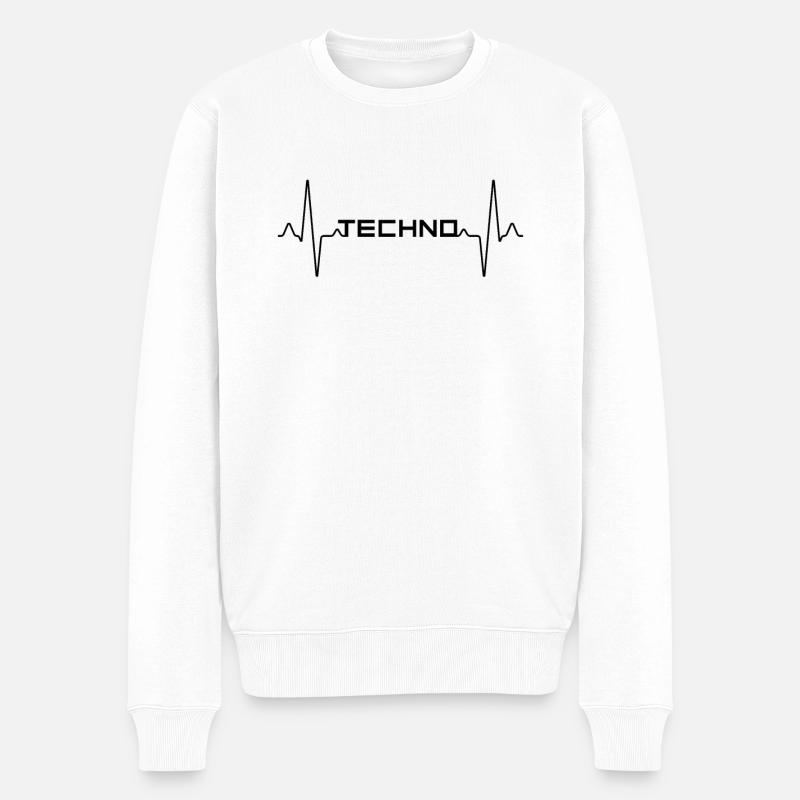 Techno Heartbeat - Pull Premium bio Homme - blanc