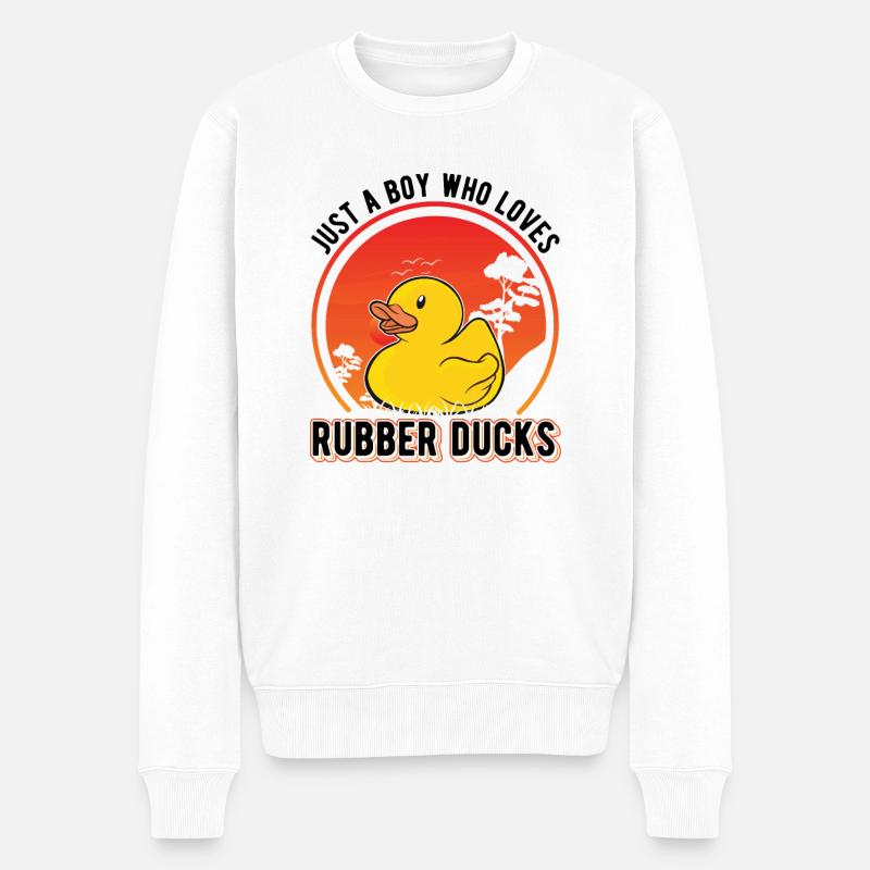 Gummiente Junge Quietscheente Badeente - Männer Premium Bio Pullover - Weiß