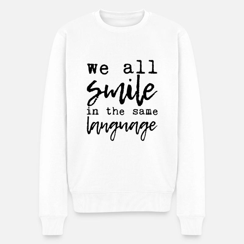 We All Smile In The Same Language 7 - Männer Premium Bio Pullover - Weiß