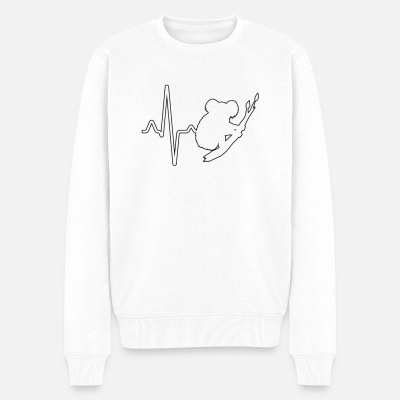 Koala Herzschlag - Männer Premium Bio Pullover - Weiß