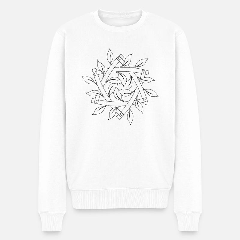 Blätter Mandala - Männer Premium Bio Pullover - Weiß