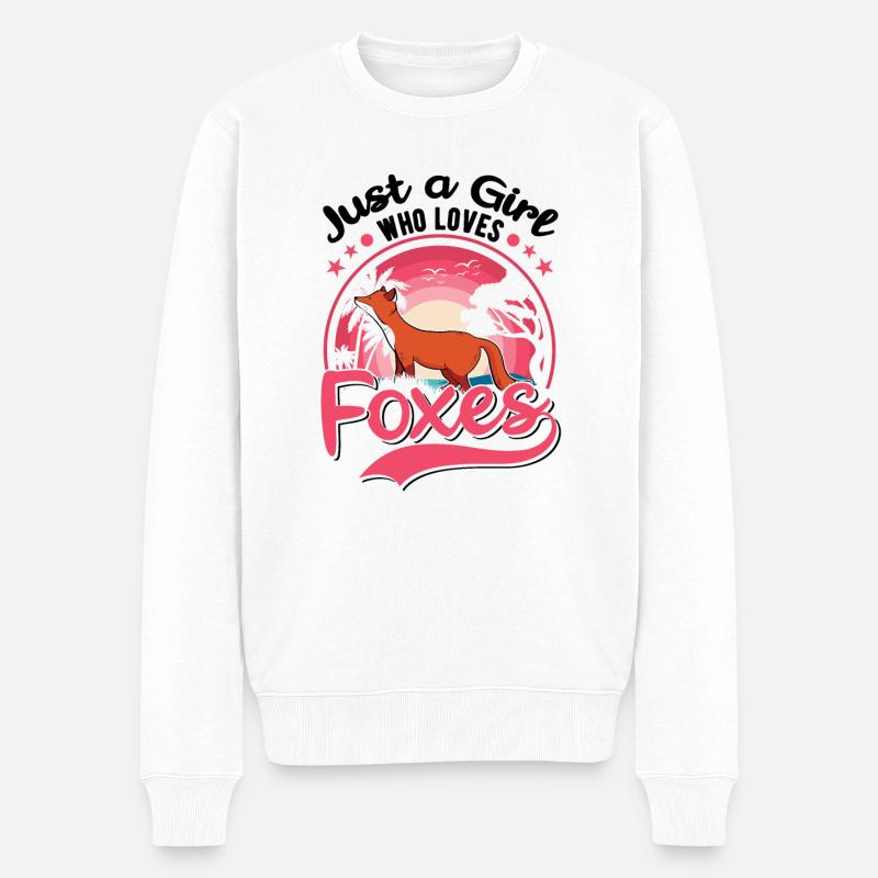 Fuchs Mädchen Geschenk - Männer Premium Bio Pullover - Weiß