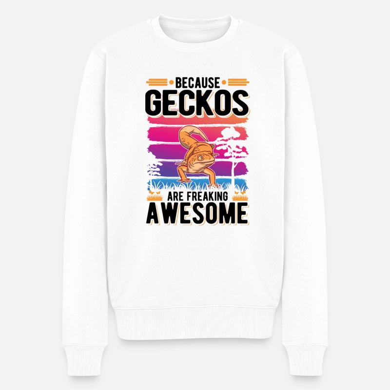 Because Geckos are freaking awesome - Männer Premium Bio Pullover - Weiß