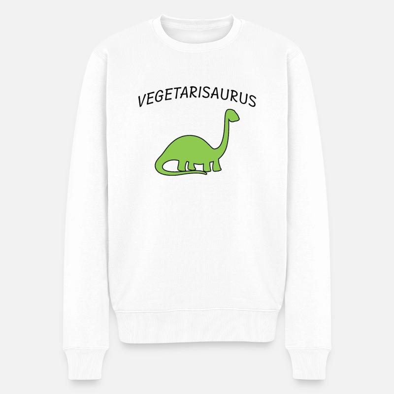 Vegetarier Dinosaurier - Männer Premium Bio Pullover - Weiß