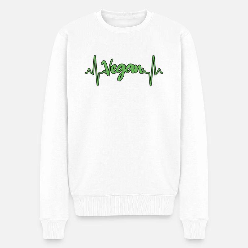 Vegan Herzschlag - Männer Premium Bio Pullover - Weiß