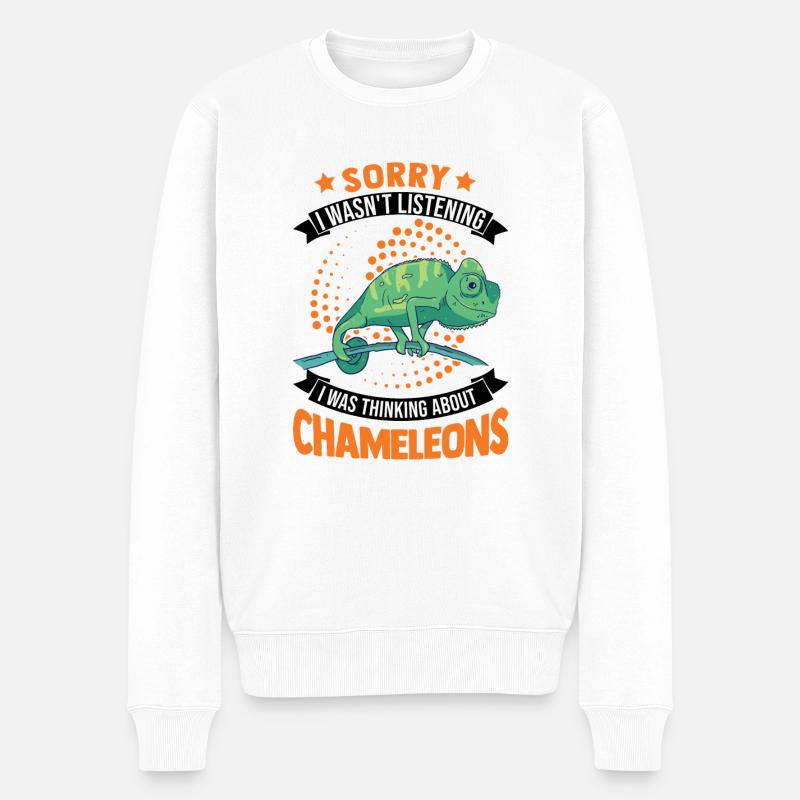 Chamäleon Geschenkidee Chameleon - Männer Premium Bio Pullover - Weiß