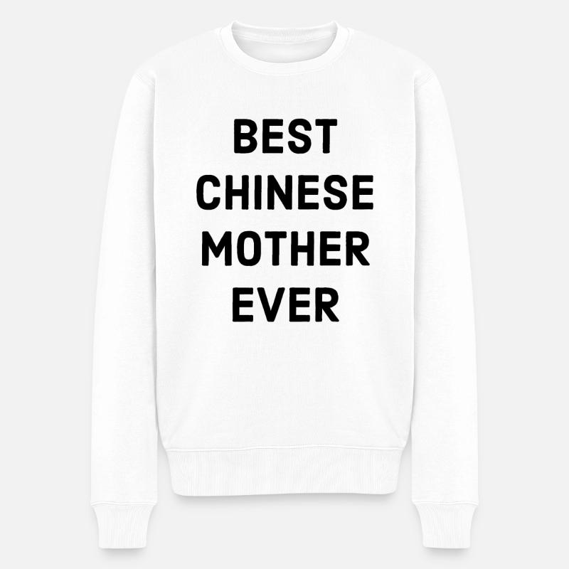 chinesische Mutter Spruch - Männer Premium Bio Pullover - Weiß