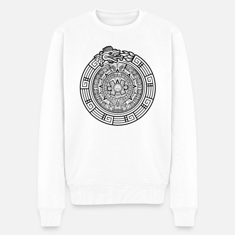 Quetzalcoatl Ouroboros Serpent aztèque - Pull Premium bio Homme - blanc