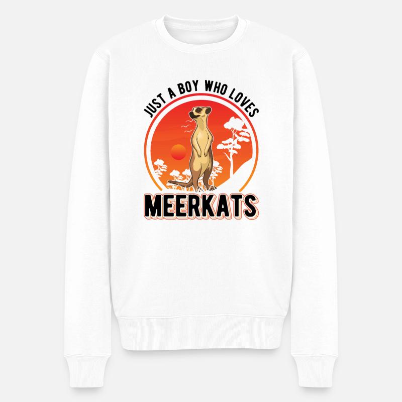 Erdmännchen Junge Meerkat - Männer Premium Bio Pullover - Weiß