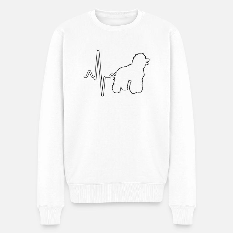 Pudel Herzschlag - Männer Premium Bio Pullover - Weiß