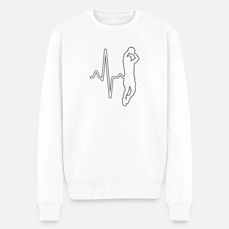 Basketball Herzschlag - Männer Premium Bio Pullover - Weiß