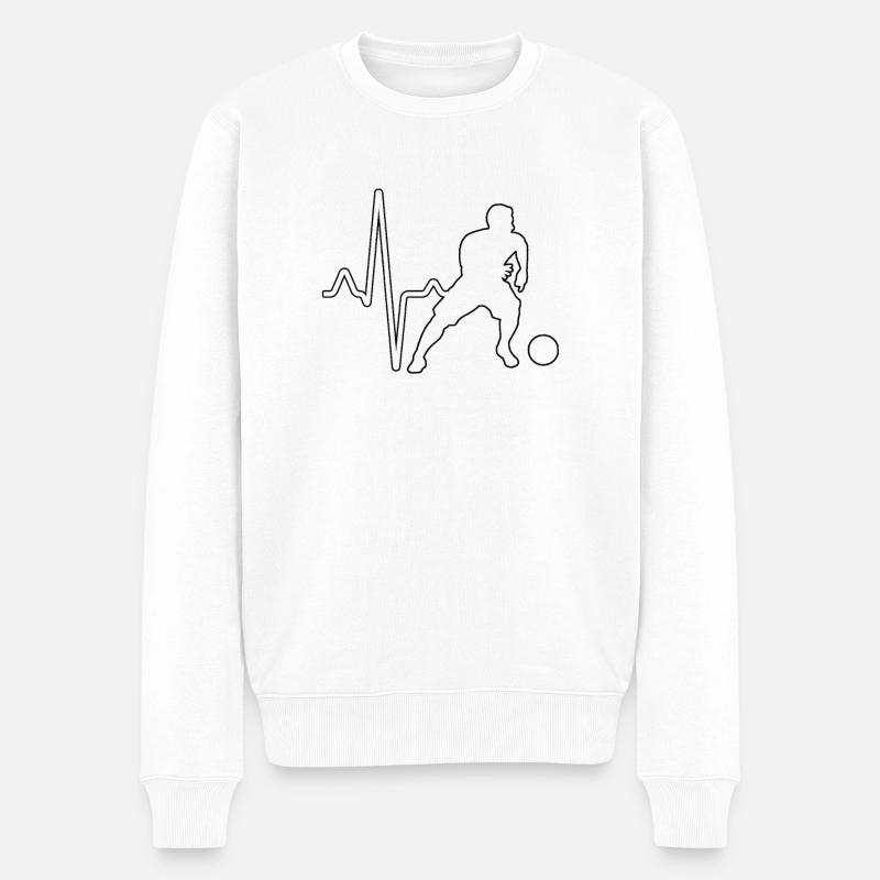 Fußball Herzschlag - Männer Premium Bio Pullover - Weiß