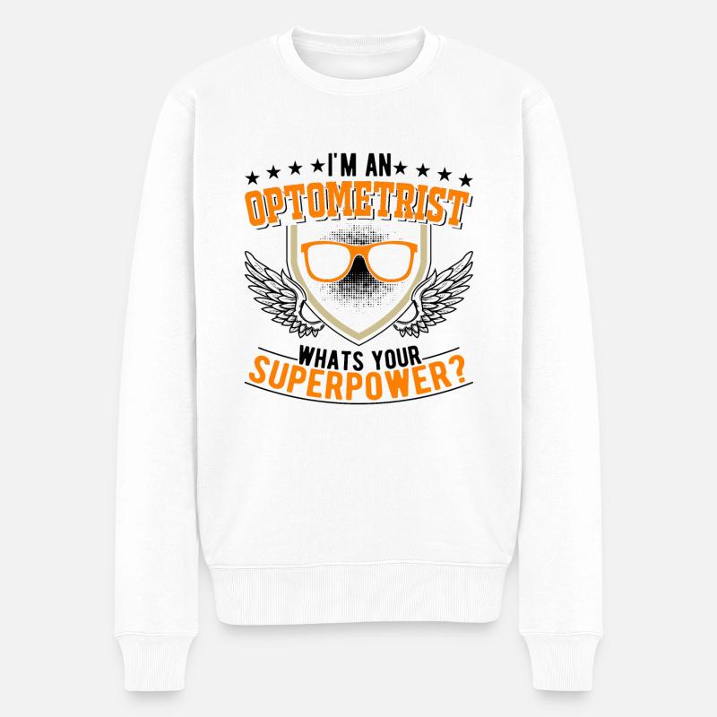Optiker Superkraft Augenoptiker - Männer Premium Bio Pullover - Weiß