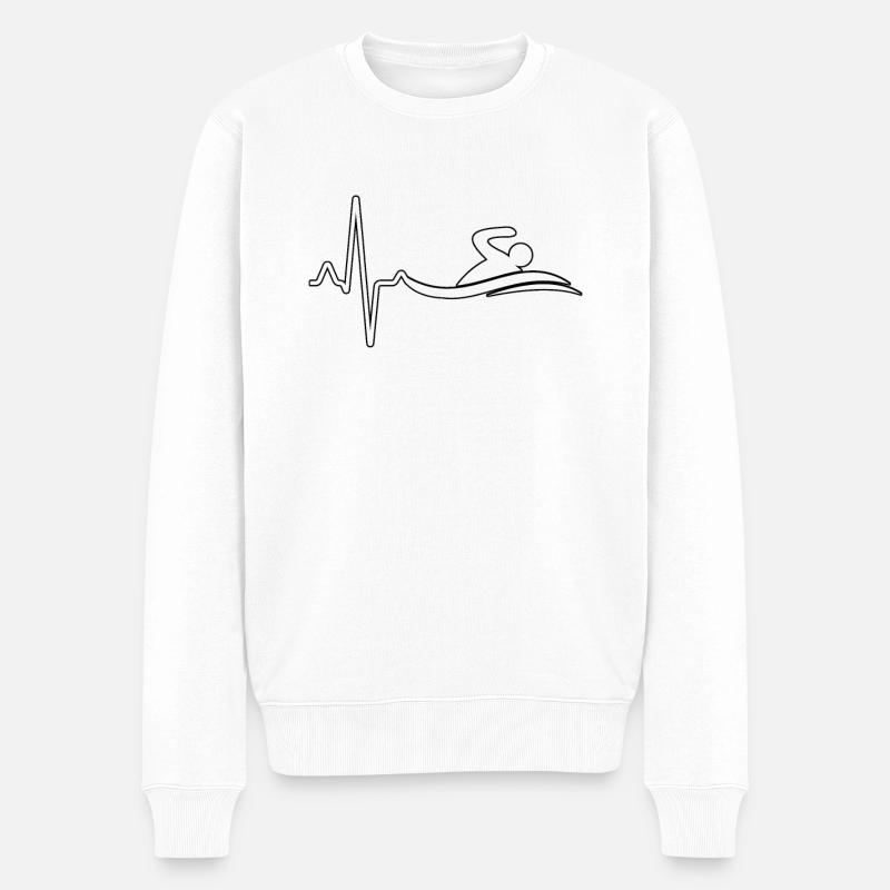 Schwimmen Herzschlag - Männer Premium Bio Pullover - Weiß