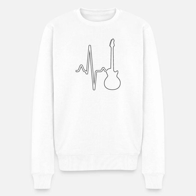 E Gitarre Herzschlag - Männer Premium Bio Pullover - Weiß
