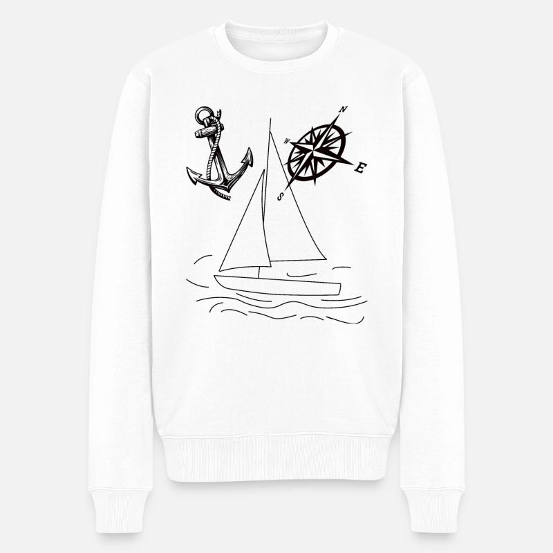 Segeln Jolle Wasser - Männer Premium Bio Pullover - Weiß