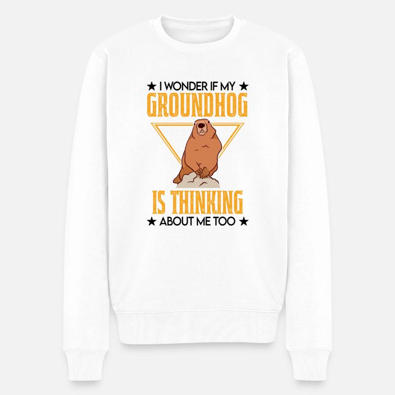 Murmeltier Geschenk Groundhog Day Marmot - Männer Premium Bio Pullover - Weiß