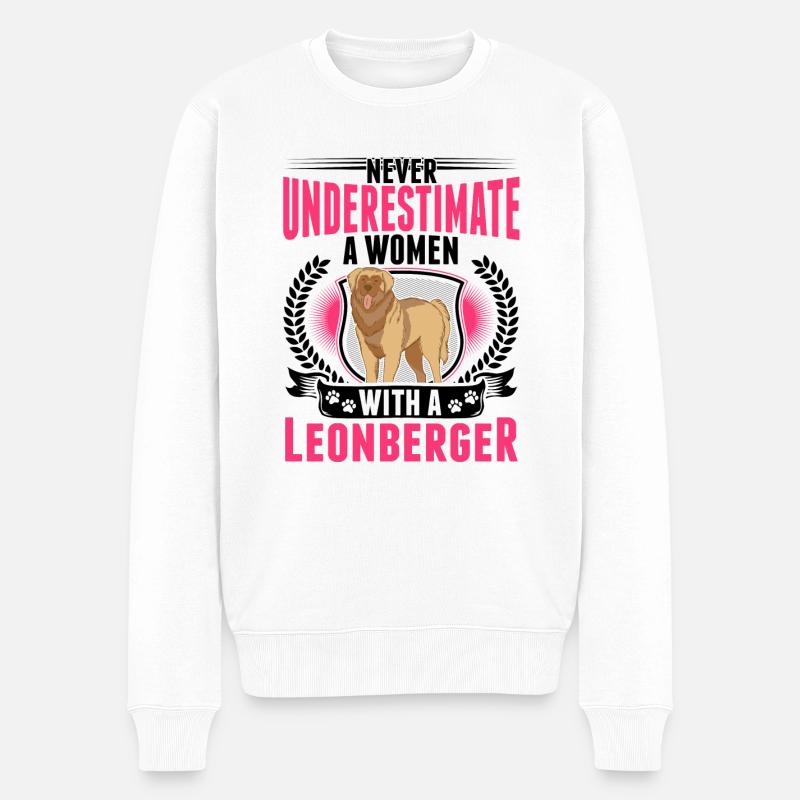 Leonberger Frau - Männer Premium Bio Pullover - Weiß