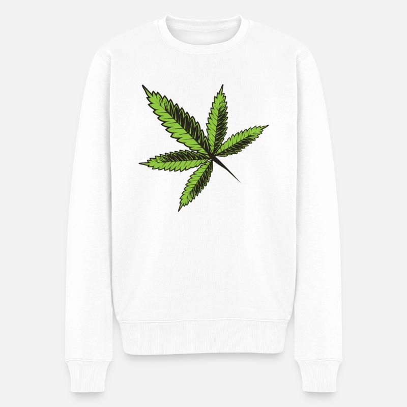 Feuille de cannabis Chanvre - Pull Premium bio Homme - blanc