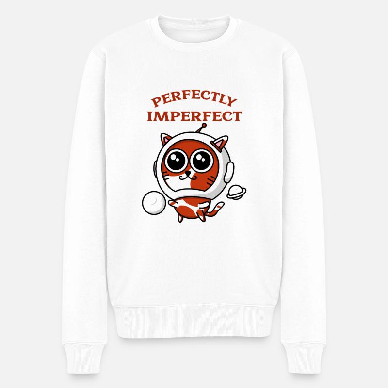 Astronaut Katze - Männer Premium Bio Pullover - Weiß