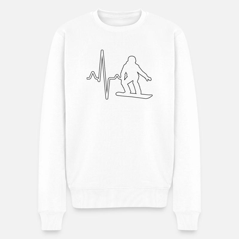 Rythme cardiaque en snowboard - Pull Premium bio Homme - blanc