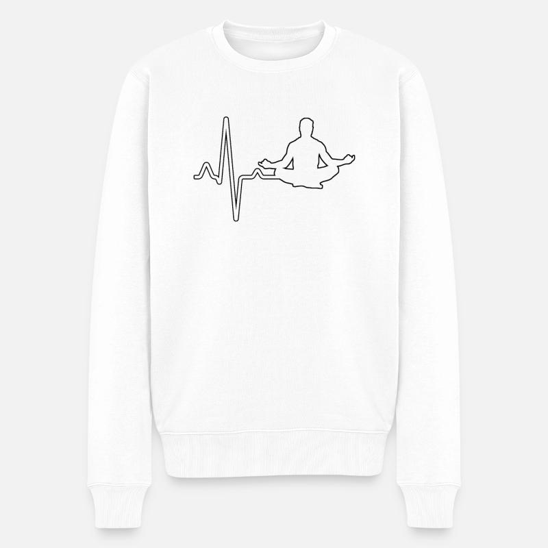 Yoga Meditation Herzschlag - Männer Premium Bio Pullover - Weiß